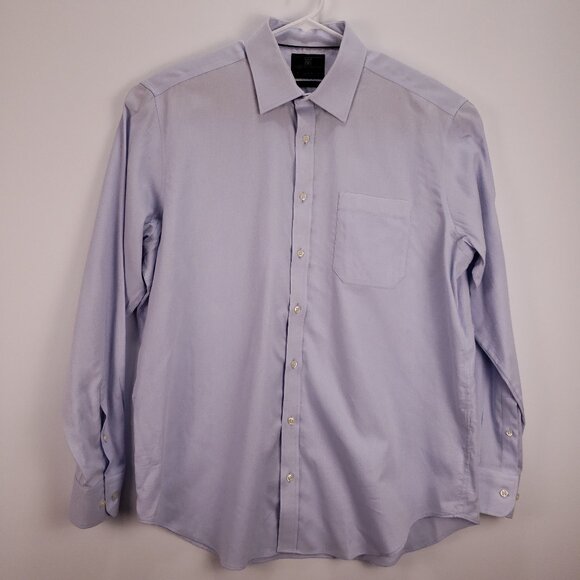 M&S Collection Shirt Mens 17 Blue Long Sleeve Button Down Cotton Performance - Picture 1 of 10